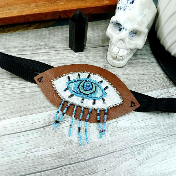 Embroidery Evil Eye, Eye Patch, Adjustable Vision Ocular Costume Accessory - Picture 1 of 6